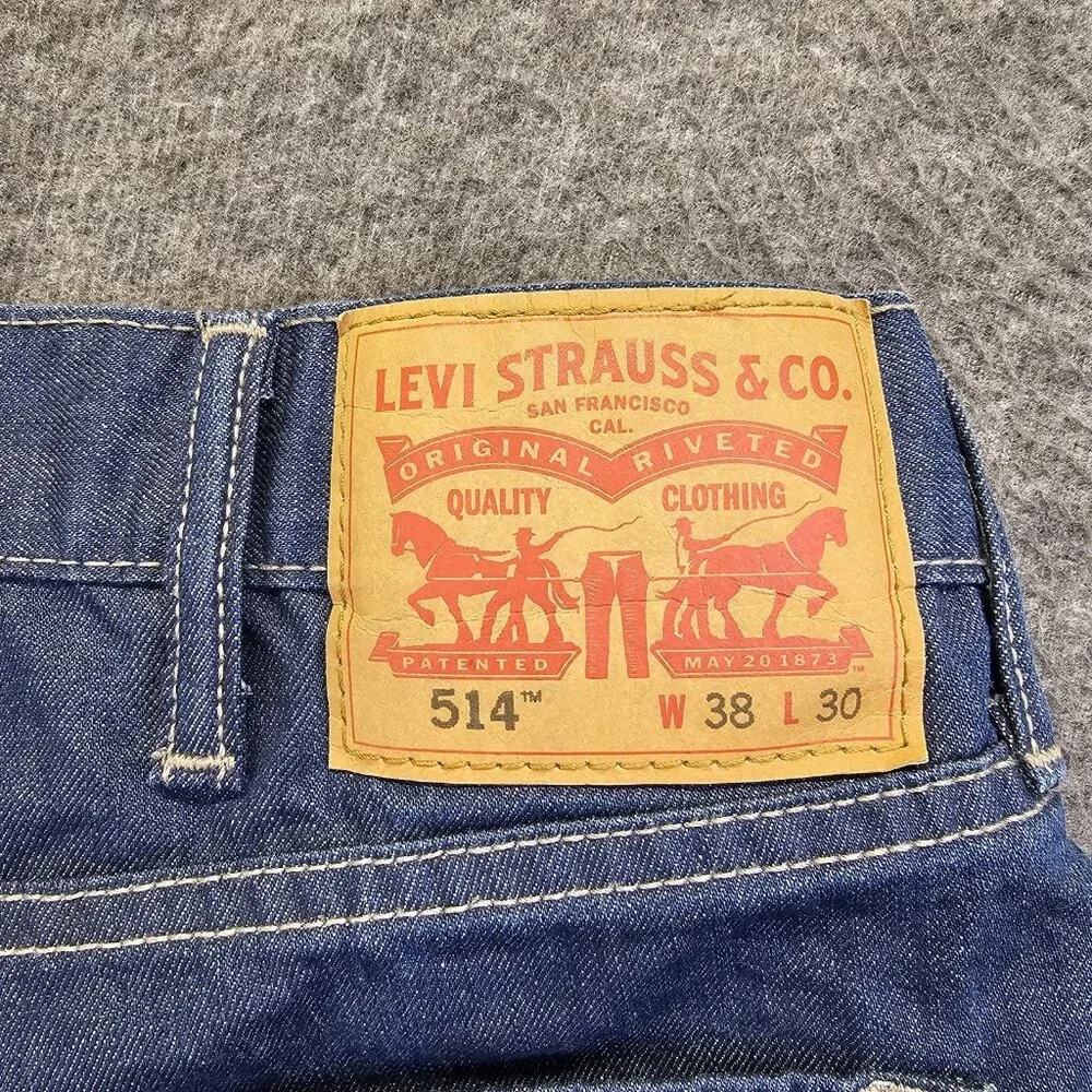 Levis 514 Jeans Mens Size 38x30 Dark Blue Wash Straight Fit Denim Cotton